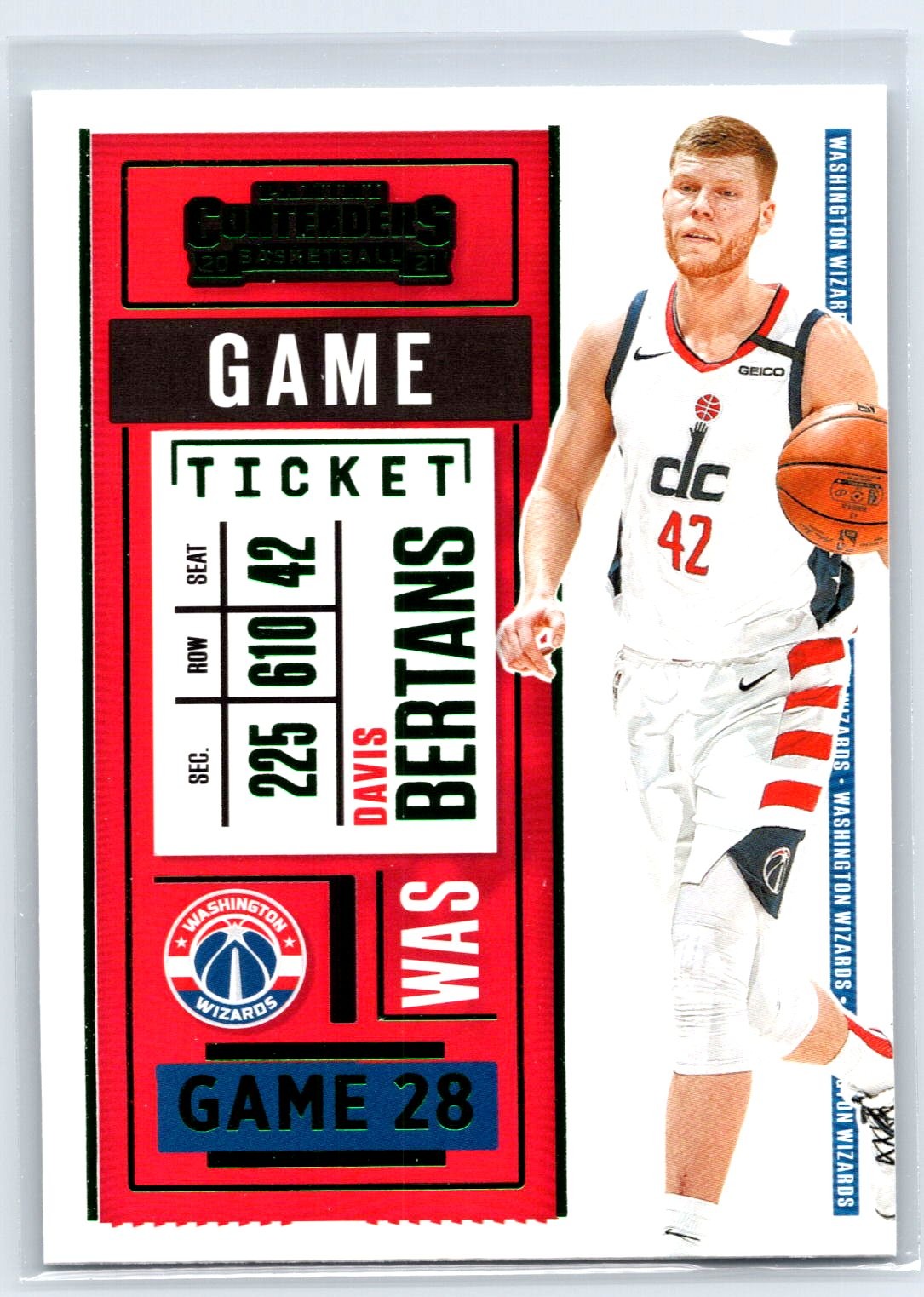 2020-21 Panini Contenders Davis Bertans Game Ticket Green Parallel #62