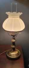 Vintage Hurricane Lamp Glass Brass Electric