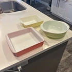 VINTAGE PYREX PRIMARY COLORS 3 PIECE  SET DISHES 222, 503, 24 Made In USA