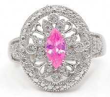 2CT Treated Pink Sapphire  Topaz 925 Genuine Sterling Silver Ring Sz 9 IB1-1