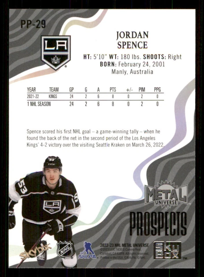 2022-23 Metal Universe Skybox Premium Prospects #PP29 Jordan Spence - Image 2 of 2