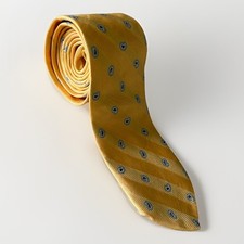Brooks Brothers Silk Yellow & Blue Paisley Necktie Tie Italian Fabric USA Made