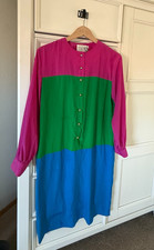 Petrina and Company Vintage Made in USA Colorful Retro Silk look dress Size 8