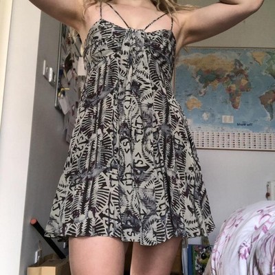 Vintage All Saints 10 Silk Kindled Dress Mini Babydoll Micro Trapeze Sun Slip