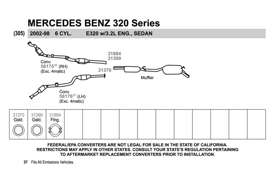For Mercedes-Benz E500 03-06 Steel Bare Split 2-Bolt Exhaust Flange Repair Kit Foto 3 de 4