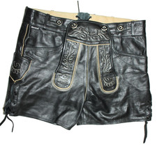 Bockle  Herren Trachten Lederhose Gr. 54  W36 Wiesn Glattleder Look Schwarz