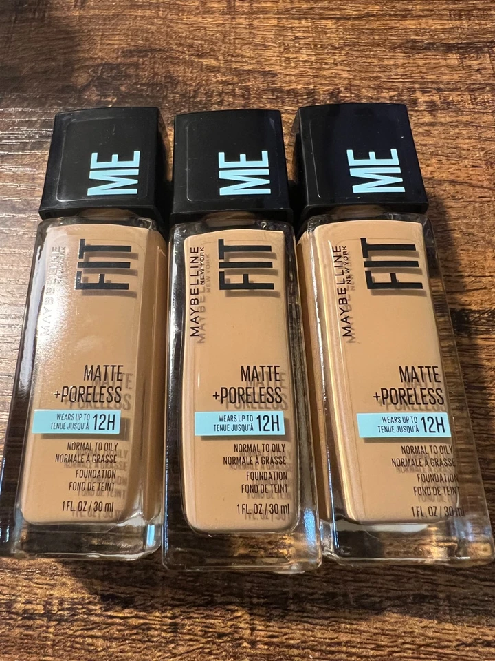3x  Maybelline New York Fit Me Matte + Poreless Foundation Sun Beige 1 Oz #310 - Image 3 of 4