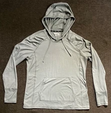 RBX Performance Blue White Stripe Hooded Activewear Top Long Sleeve Size XL Soft