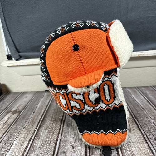 San Francisco Trapper Beanie Winter Knit Hat Stocking Cap Giants Colors Orange - Picture 5 of 9