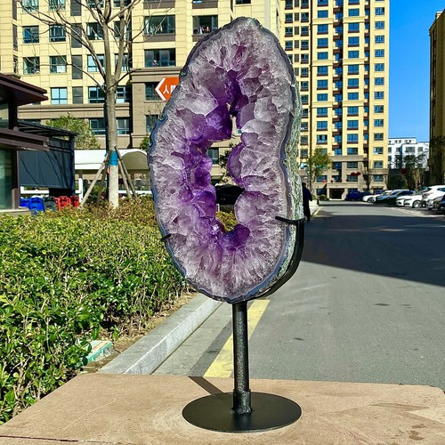 ural Amethyst Geode Slice - Purple Crystal - Collector's Piece - 13.7LB - Picture 11 of 13