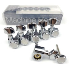 1 Set 6 In-line No Screw Guitar Machine Heads Tuners Lock Pegs Chrome Silver