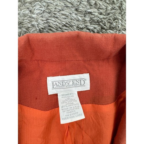 Lands End Jacket Womans 16 Regular Peach Linen Blend Sports Coat Blazer Vtg USA - Picture 3 of 11