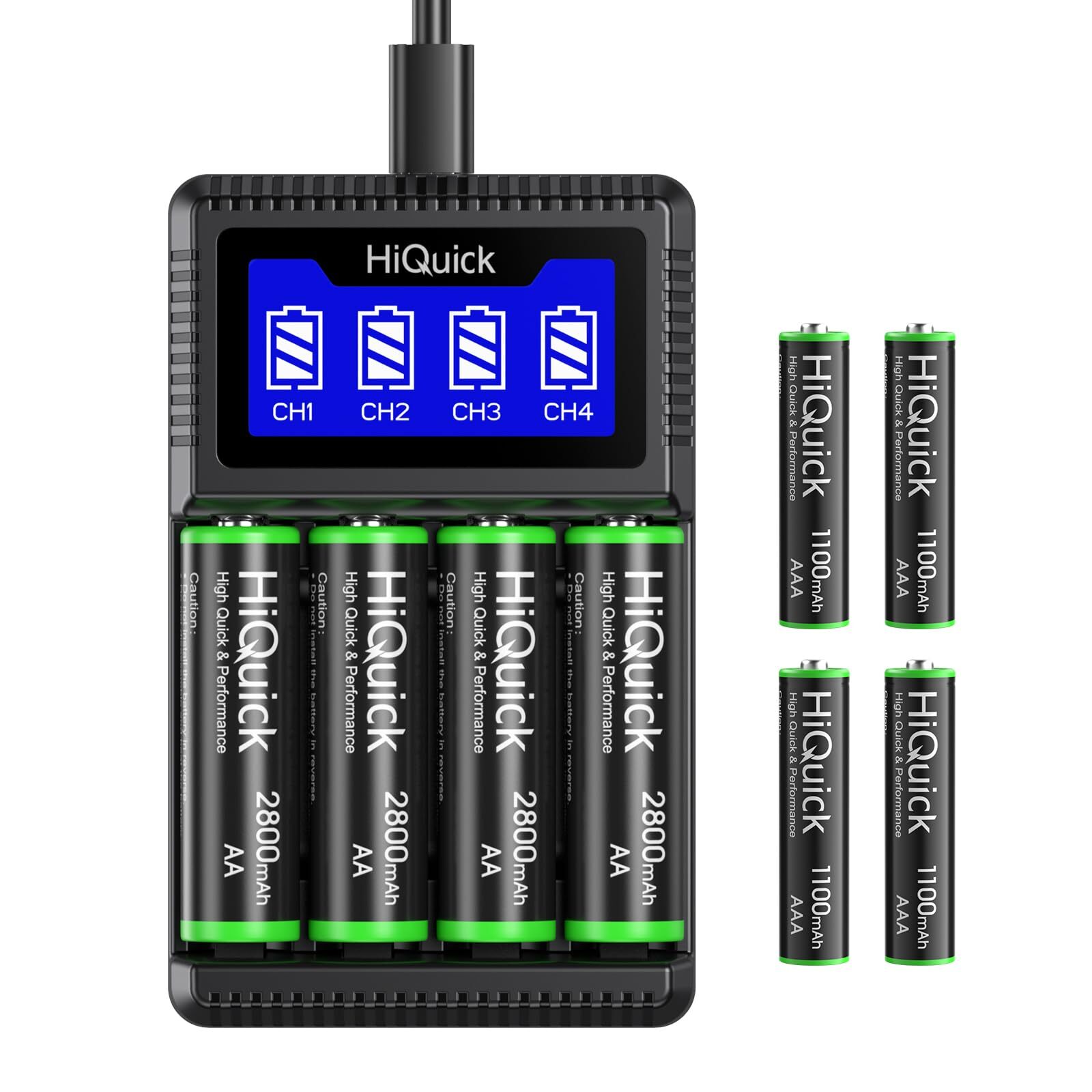 Rechargeable Aa Aaa Batteries With Charger High Capacity Low Self Discharge 2800-image