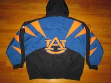 AUBURN TIGERS Vtg 90s APEX ONE Shark Tooth Hoodie Hood jacket jersey hat XL EUC