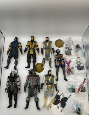 Mortal Kombat X 2015 Mezco Toyz Figure Lot Scorpion Sub Zero Raiden Blade Khan