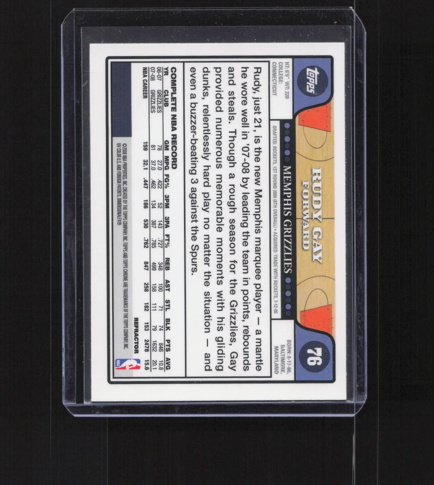 2008-09 Topps Chrome #76 Rudy Gay Refractor - Image 2 of 3