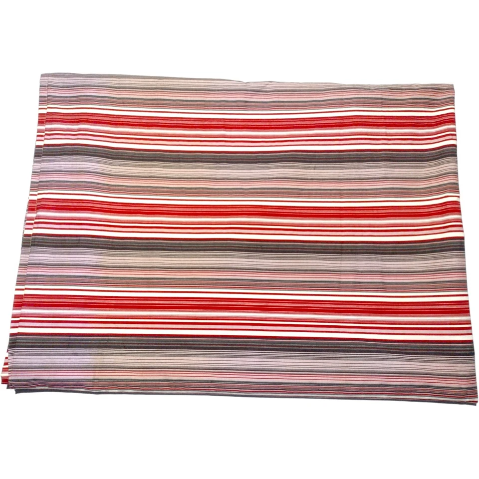 Pier 1 Imports Beckley Window Panel Curtain 54x84 Red Purple Gray Stipes Cotton - Image 3 of 4