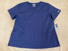Cherokee Scrub Top 2XL Navy Blue Womens Modern Classic Nwt
