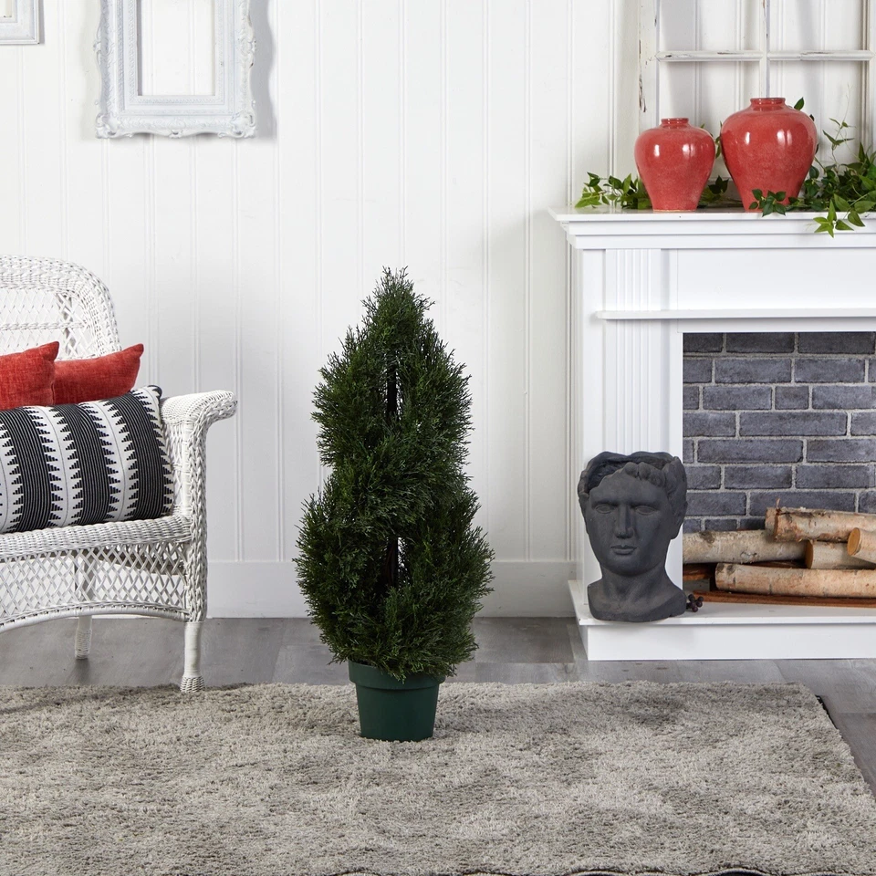 Árbol topiario espiral ciprés doble estanque de 3’ UV (interior/exterior). Venta al por menor $192 Foto 3 de 3