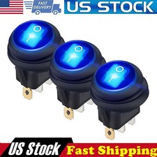 3 pcs Blue LED 12V 20A Car Boat ON/OFF Round ...