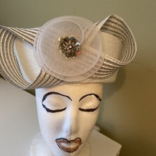 Cute White w/ Silver Trim Dress / Church Hat