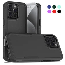 For iPhone 16e 16 Plus 16 Pro Max Shockproof Rubber Case Cover/w Screen Glass