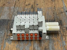 SMC SOLENOID VALVES 5-VQ4100-5 & 1-VQ4400-5 WITH 6 MANIFOLD BLOCK