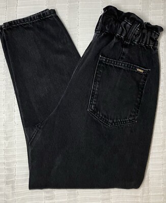 ZARA Rigid Baggy Denim ダークリジッドデニム Zara Paper Bag Baggy Carrot Fit Rigid Denim Black Jeans Size