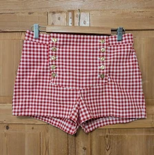 Vintage Lady Wrangler Sailor Shorts Red White size 13/14 Patriotic Anchor Plaid