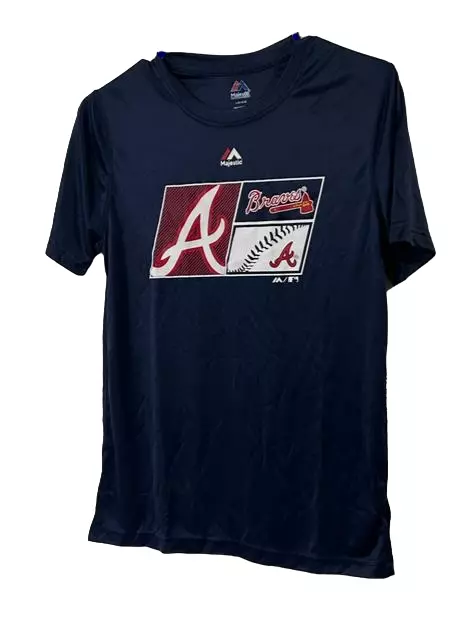 Majestic Youth MLB Atlanta Braves T-Shirt, Navy, Large