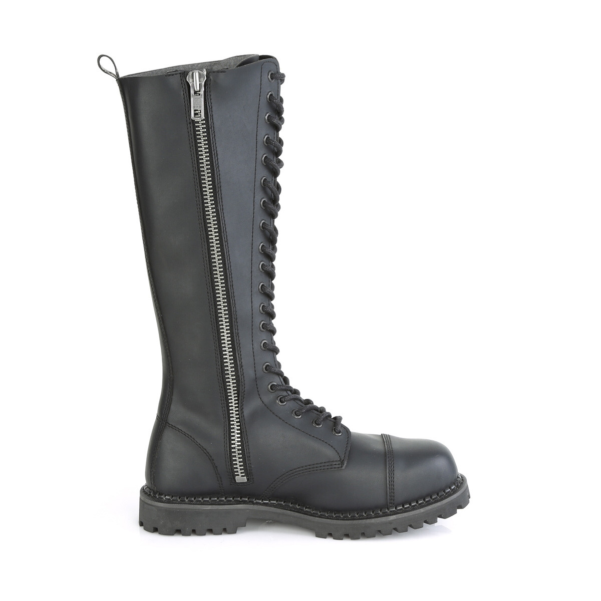 Black Leather Knee High 20 Eyelet Lace Up Military Grunge