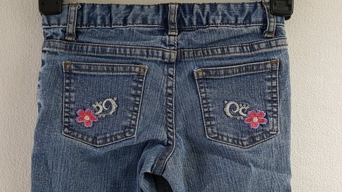 Baby Girls Sonoma Floral Print Capri Jeans Pants Size 5 - Picture 4 of 5