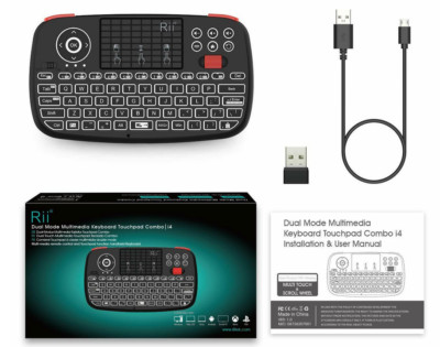 Rii i4 Mini Bluetooth Wireless Keyboard w/ Touchpad & Backlit   Dual Mode 2.4GHz
