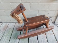 Vtg Handmade 1980s Folk Art Wooden Rocking Horse