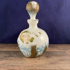 1800s Blue BROWN GREEN MILK GLASS BARBER PERFUME VANITY BOTTLE HAND PAINTED — photo 4