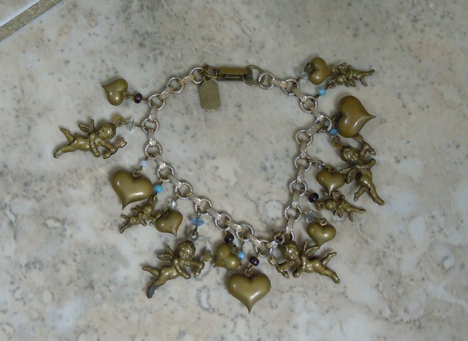 VINTAGE PIDIDDLY LINKS KINGSTON N.Y CHERUB AND HEARTS CHARM BRACELET eBay