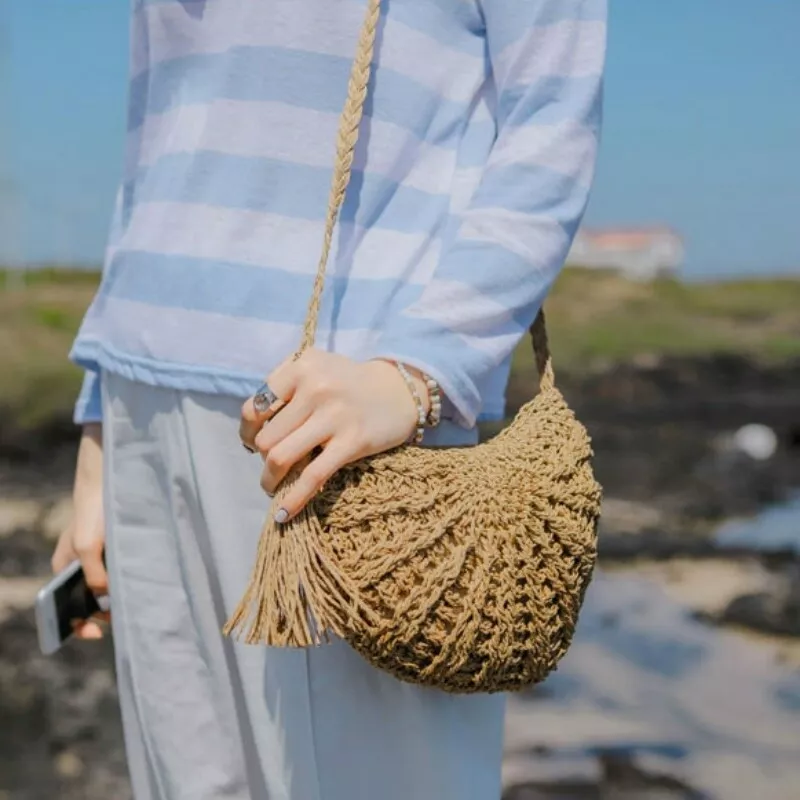 Sac bandoulière top femme osier
