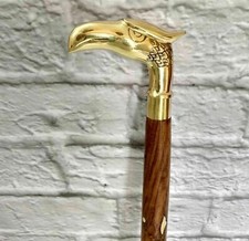 Antique Brass Eagle Head Bird Handle Handmade Wooden Walking Stick Cane Gift