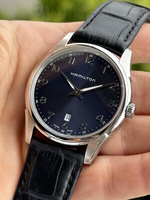 Hamilton Jazzmaster Blue Dial Watch H385111 Quartz Mens 42mm Swiss