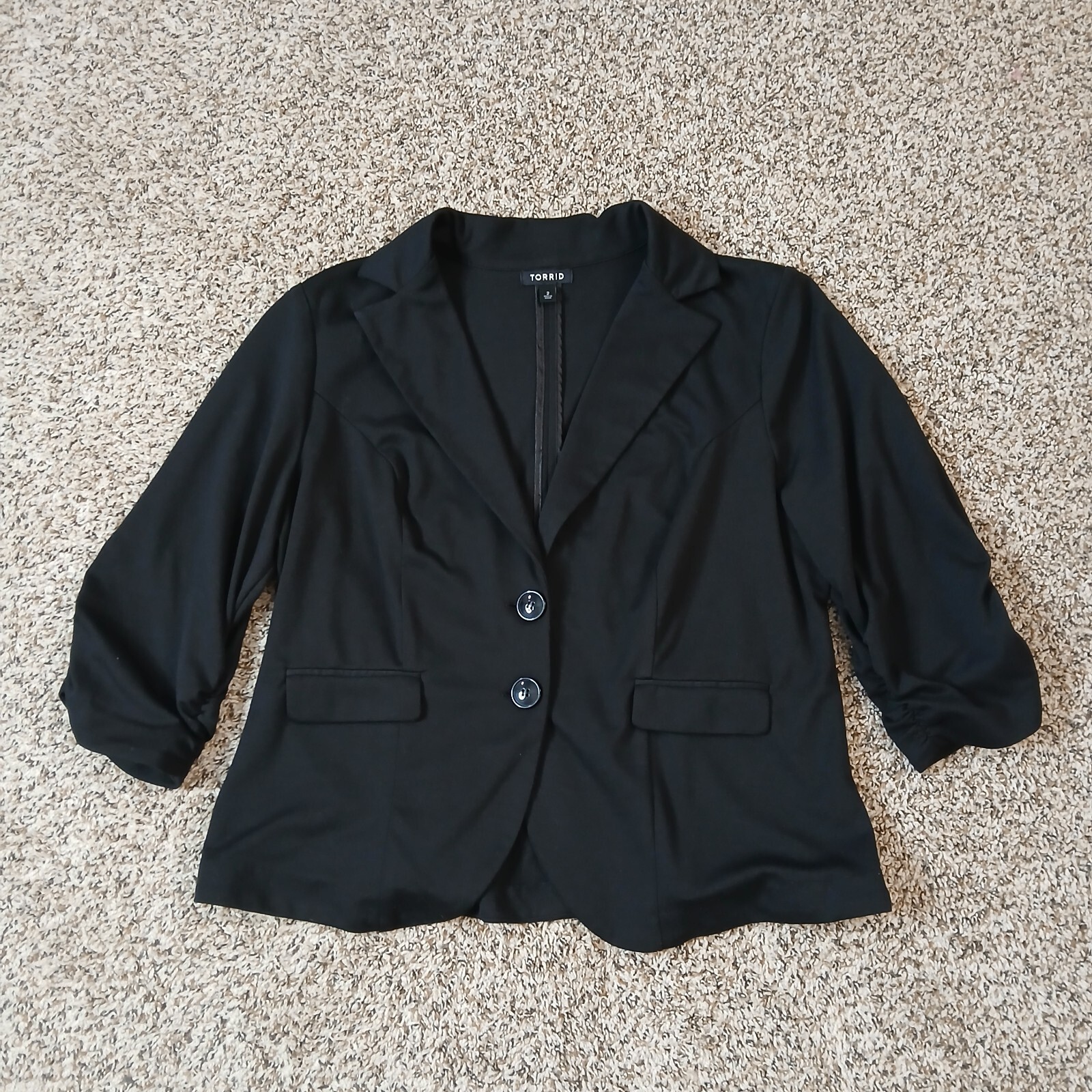 Torrid Size 2 Black Two Button Closure Ruched Sle… - image 1
