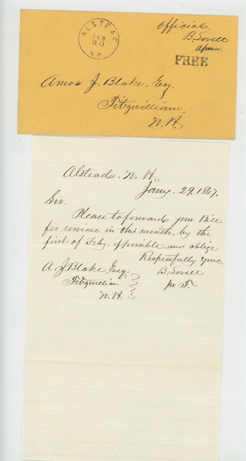 Mr Fancy Cancel B Lovell Assessor Internal Revenue Ltr '67 Free Frank