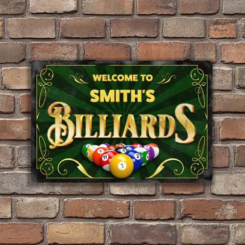 Personalized Wilson's Billiards Vintage Sign or Sticker Pool Table Bar Pub - Picture 16 of 21