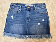 Girls Tractr Size 14 Denim Frayed Skirt Cotton and Spandex EUC