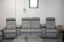 Fjords Madrid Cinema 4 Seat Power Reclining Sofa Recliner AstroLine Soft Grey