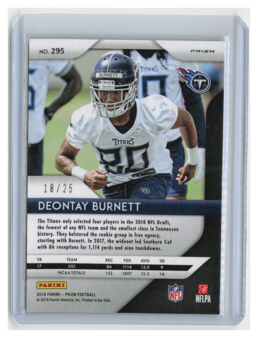 Deontay Burnett 2018 Panini Prizm Camo Parallel RC SSP /25 #295 - TEXANS