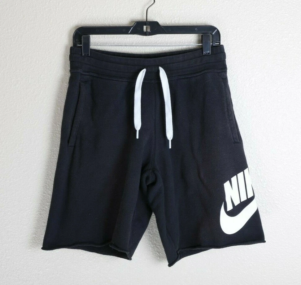 Nike Cut off Warm Up Shorts Size M Tie Waist Black And White