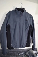 The North Face SOFT SHELL Jacket Mens M Black Gray THICK Windwall Sherpa Lined