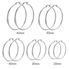 2mm Thickness Stainless Steel Flat Edges Hoop Earrings, 20mm to 60mm
