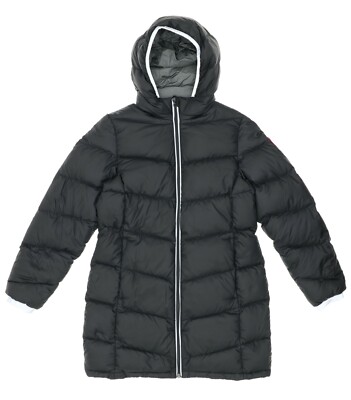 Canada Goose V1604 Girls Black Hooded Puffer Parka Jacket Youth Size L  (14-16)