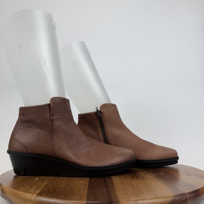 New Womens ECCO Brown Leather Skyler Wedge Ankle Boots Booties EU 41 US 10-10.5